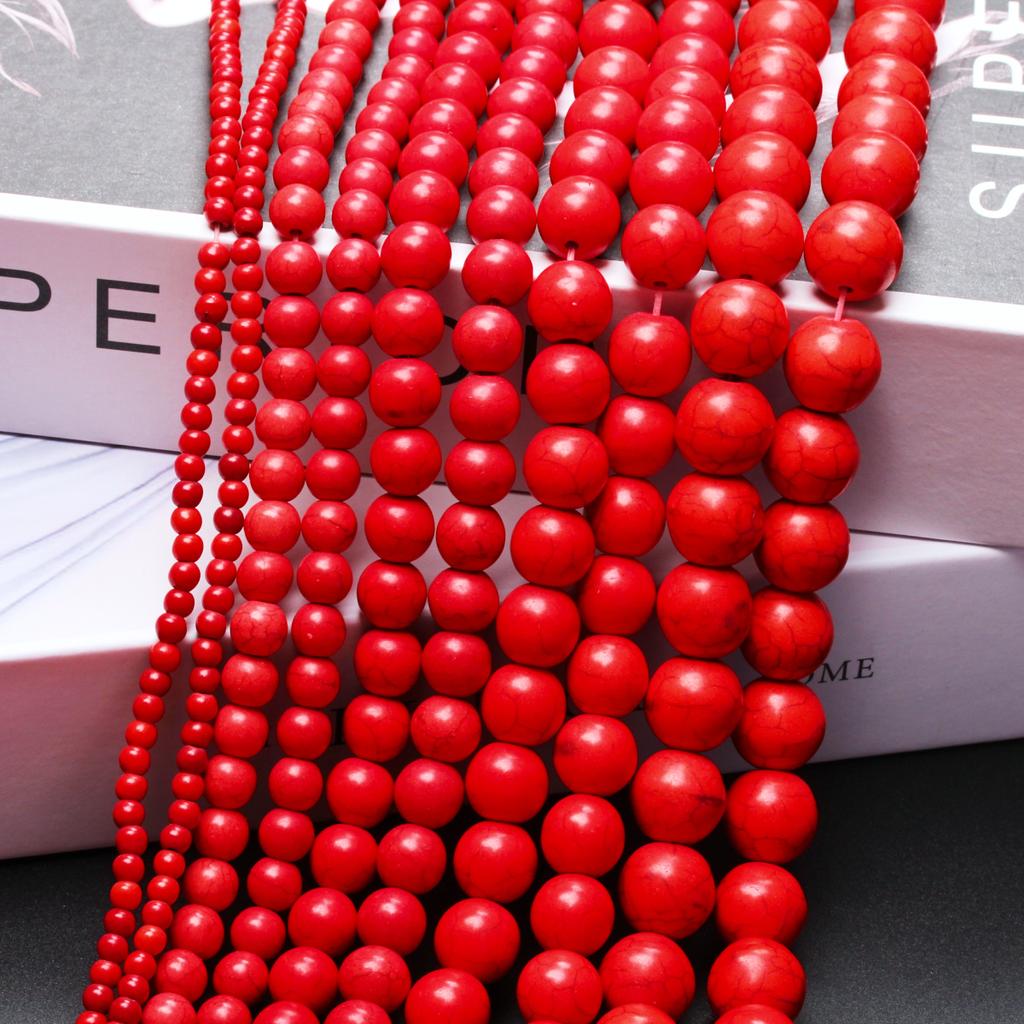 Loose Beads for Necklace Bracelet DIY Beaded Material Natural Stone 15-40pcs Fashion Jewelry Making Beads 4-14mm Red Turquoise  Pendant Accessories