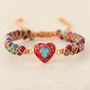 Colorful Stone Beads Weave Bracelets Retro Heart Bead Bangle Bohemian Braided Bracelets  Women