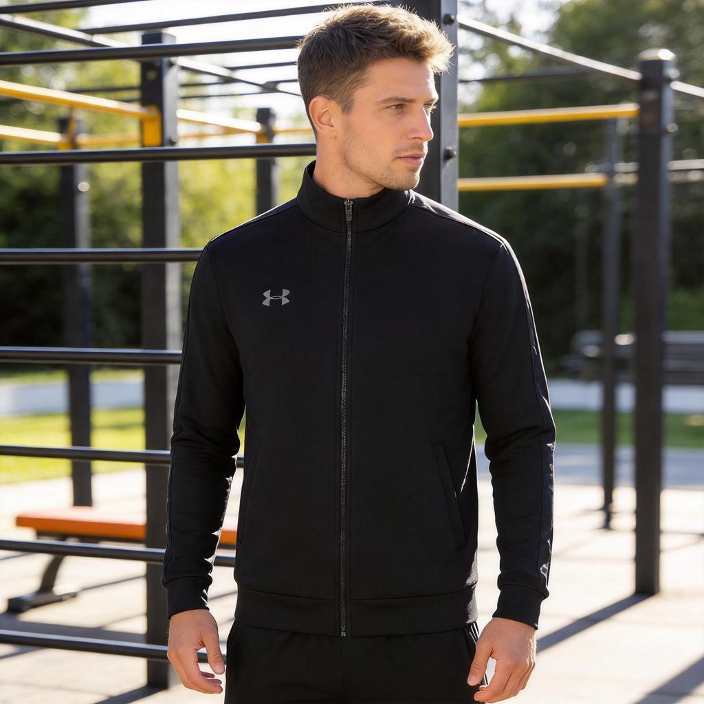 Under Armour Повседневная Минималистичная Универсальная Деловая Мода Спортивная Фитнес Путешествия Куртка на Молнии Унисекс куртки Черный 26500405-001