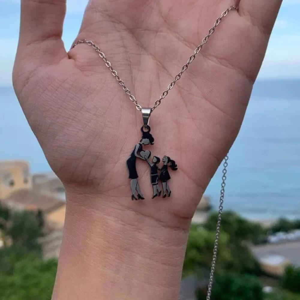 Ожерелье из нержавеющей стали «Сердце матери и детей», кулоны с фигурками мамы, сына и дочери