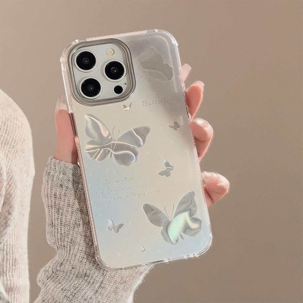 Синий Градиент Полый Бабочка Подходит для IPhone 15 IPhone 14 Promax Супер Фея 13 Подвесная Цепочка 16 Водные Ряби