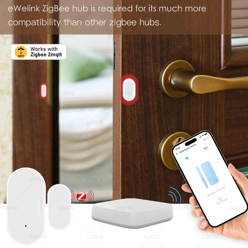 Zigbee Smart Door Window Contact Sensor Wireless Detectors Open/Close Works with Alexa Google Home Zigbee2MQTT Home Assistant