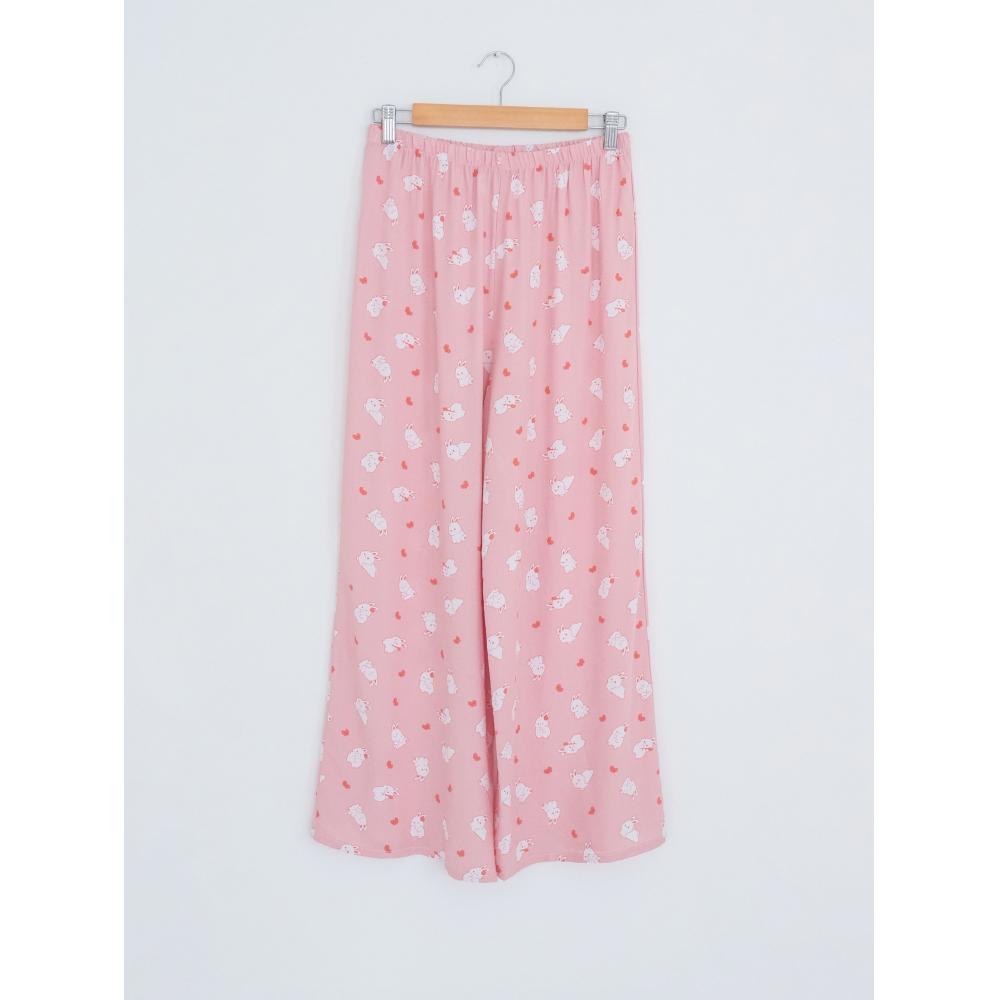 Daiso [женщины] Узорчатые брюки из вискозы 9 частей, кролик