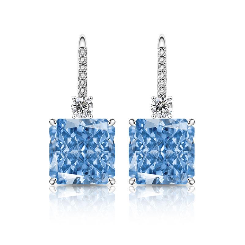 925 Sterling Silver Ice Flower Cut Crystal Zircon Perfume Bottle Ear Hook Birthday Anniversary Wedding Party Gift