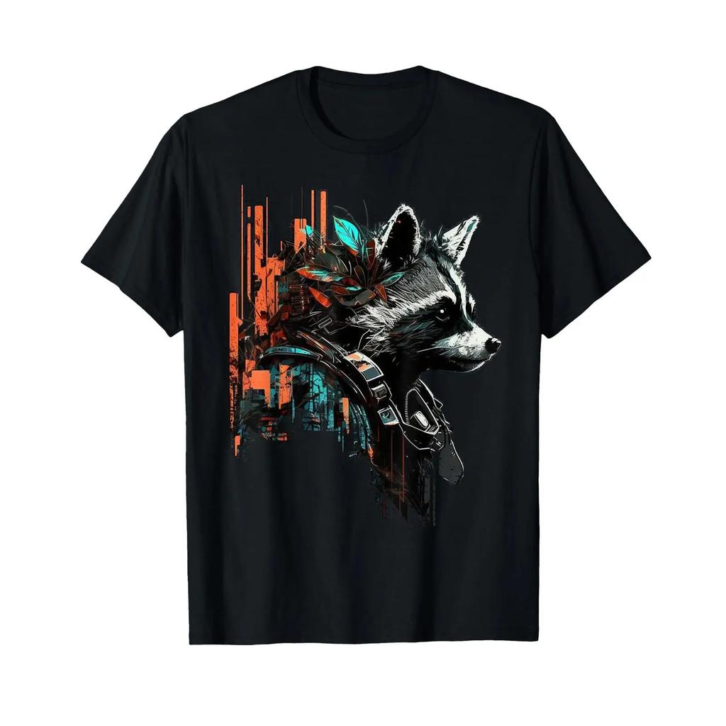 Raccoon Animal Lovers Zoo Art T Shirt Black Vintage Soft Streetwear Versatile Fashion Casual Homme Top For Everyday Wear