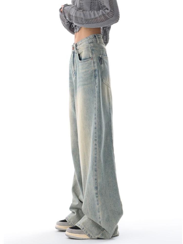 2000s Vintage Baggy Blue Jeans Women Harajuku High Waist Denim Trousers Female Retro Fashion 90s Aesthetic Wide Pants