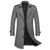 Herringbone Wool Cotton Coat Men's Lapel Medium and Long Woolen Men's