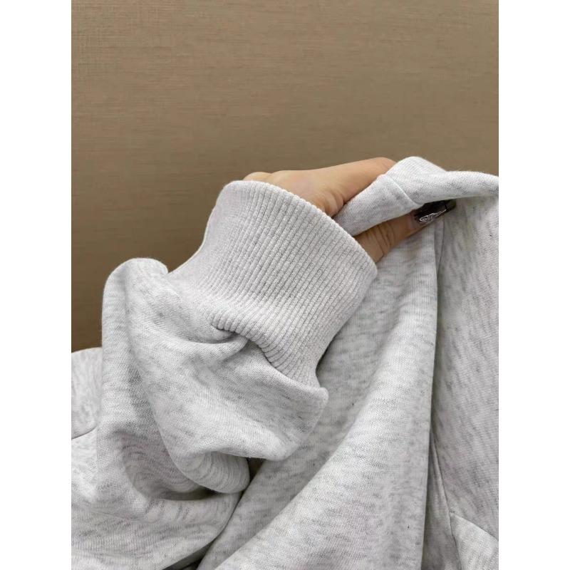 Autumn and Winter Round Neck Plus Size Loose Women's Couples Wear Padded Long Sleeve Pullover