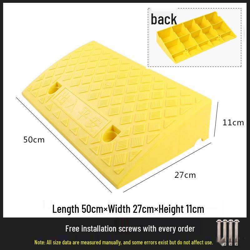 Car Curb Ramp: Plastic Step Pad for Sill, Edge, or Slope, Ideal for Uphill Climbing and Speed Bump Triangle Pad
