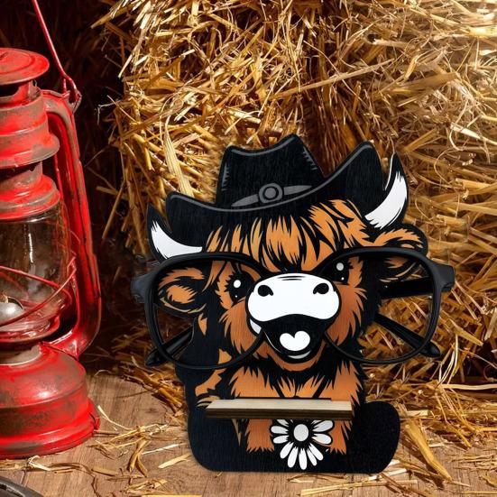 Держатель для очков Хайлендская корова Yousheng Деревянная подставка для очков Дисплейная стойка Мультяшное животное Подставка-держатель для солнцезащитных очков для спальни, кабинета, офиса