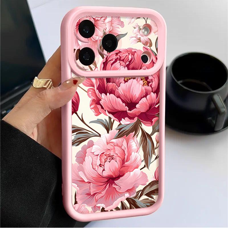 Чехол с принтом «Цветы и Листья» для iPhone 17 Pro Max Чехол iPhone 16 15 14 13 Pro Max 11 17e 16e Ударопрочный бампер Мягкий силиконовый чехол для телефона