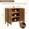 Sideboard 70 cm in Wood Look – 2-Door Side Cabinet with Chipboard & PE Rattan, 3-Level Layout, 2 Height-Adjustable Shelves, Double Anti-Tip Protection