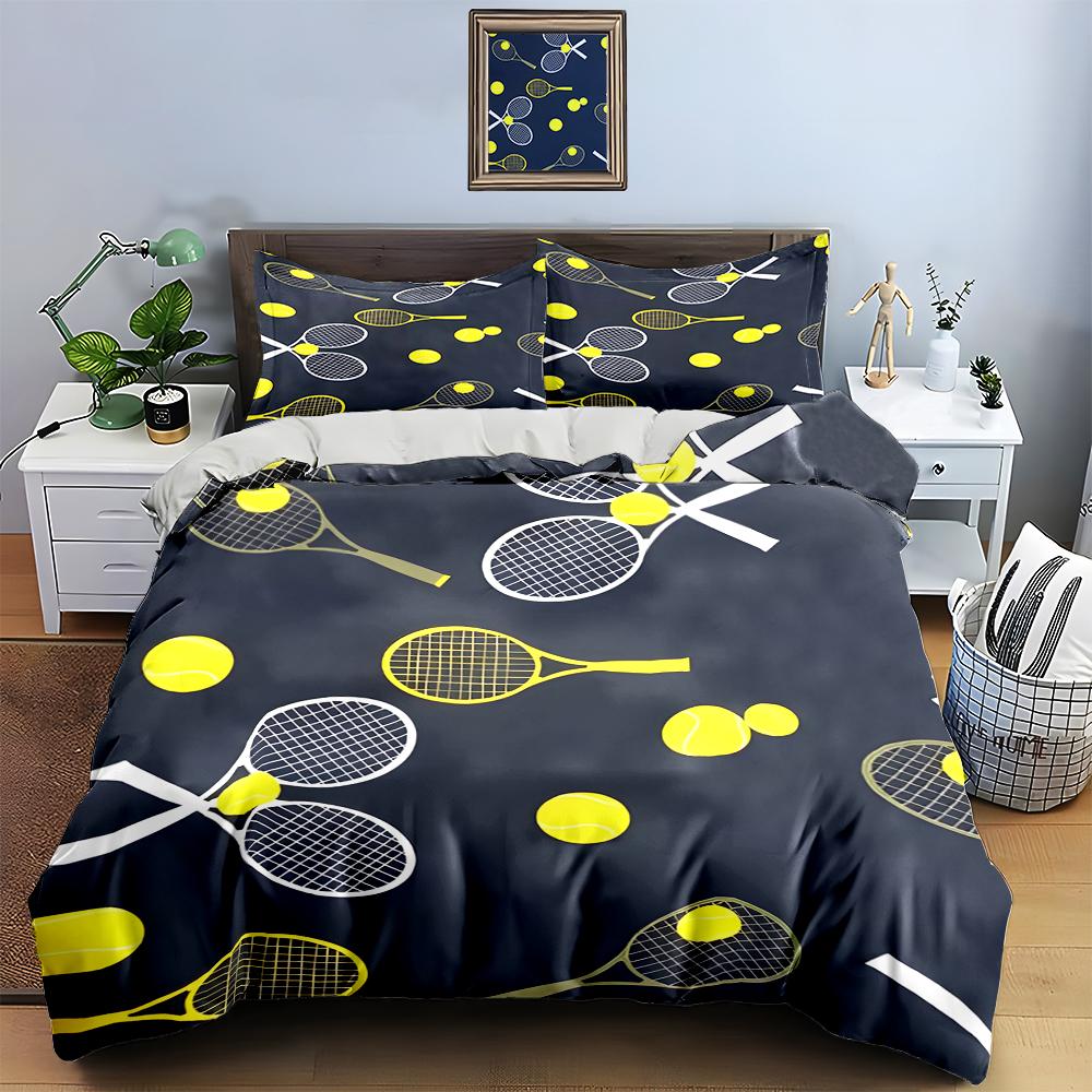 Tennis-themed design Bedding Duvet cover sets Duvet covers Pillowcases gifts (1 * Duvet Cover 2 * Pillowcases, without duvet insert)