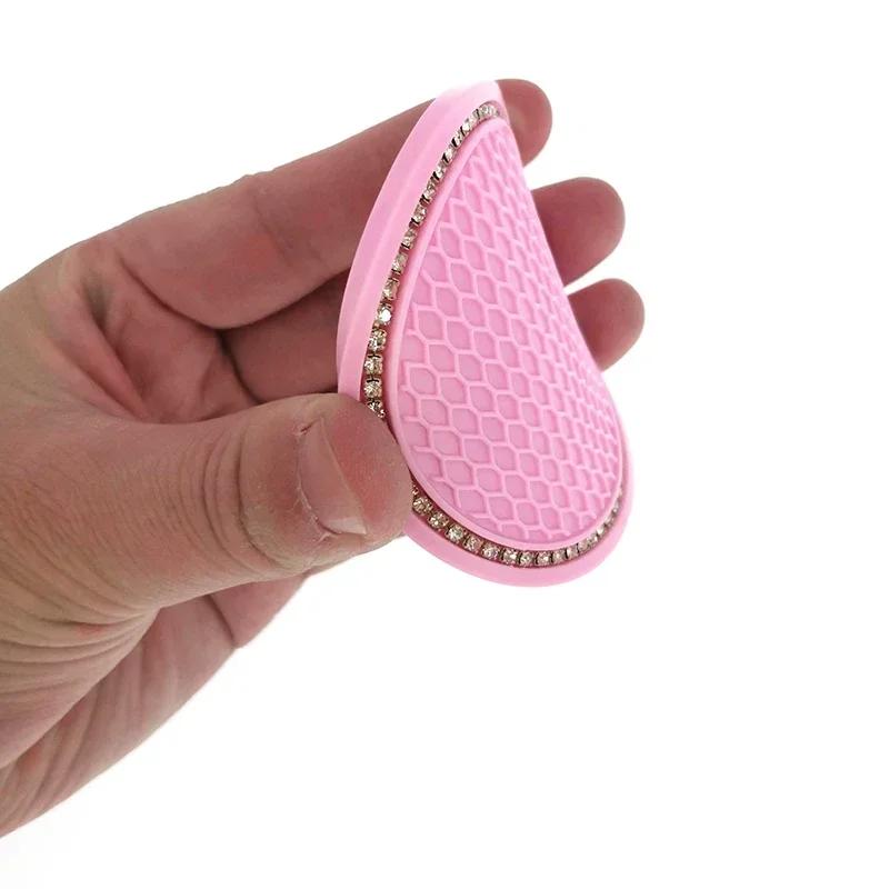 2pcs Non-slip Car Water Cup Pad Diamond Rhinestone Rubber Mat for Bottle Holder Coaster Auto Interior Anti-skid Cup Holders 7cm