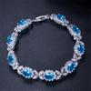 WWJ Romantic Women Light Blue Sapphire Cubic Zirconia Love Friendship Bracelet for Women