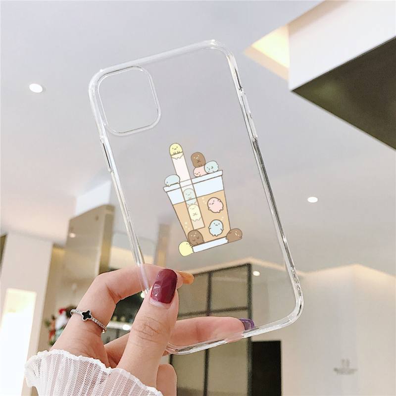 Милый мультяшный чехол Sumikko gurashi для iPhone 11 12 Mini 13 14 15 Pro XS Max X Plus SE XR Прозрачный чехол