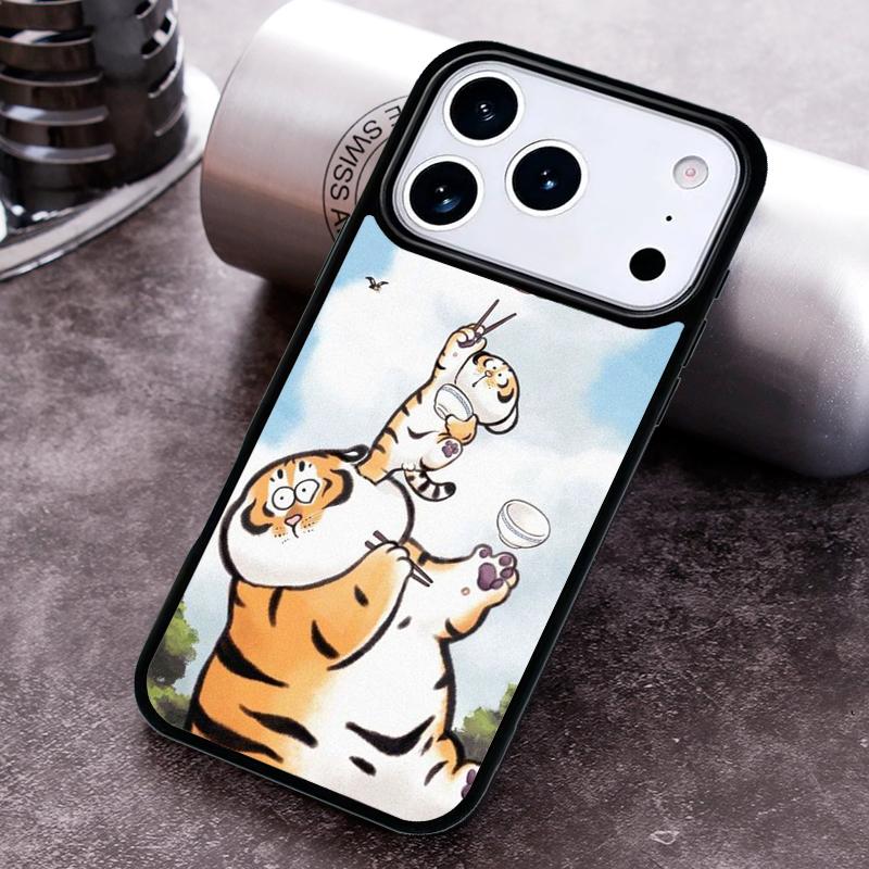 Cartoon Fat Tiger soft Phone Case For iPhone 17 16 15 14 13 12 11 Pro Max Plus 17Air Soft Silicone Cover