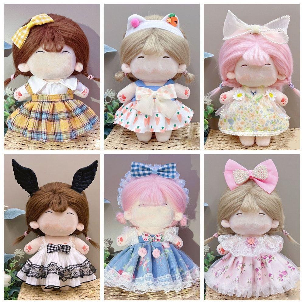 20CM Miniature Dress Suit Lolita Bowknot Headband Princess Dress Set Cotton Stuffed Doll