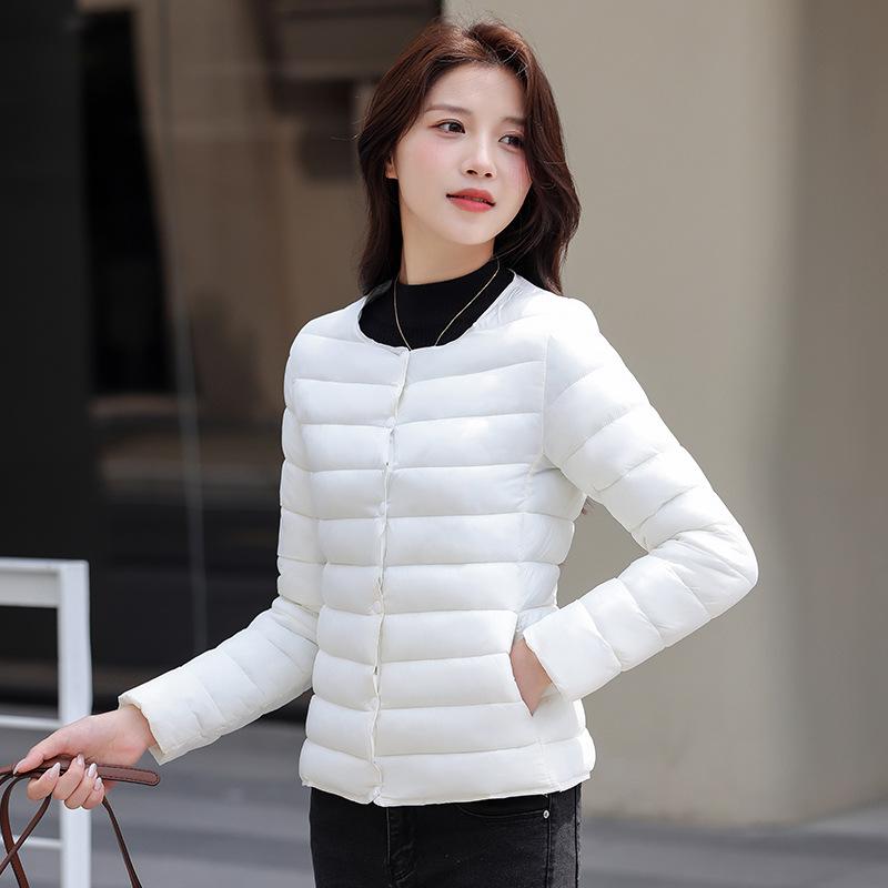 Padded Clothes Women's Light and Short Winter New Down Padded Clothes Fashion Round Neck Slim Liner Warm Padded Jacket