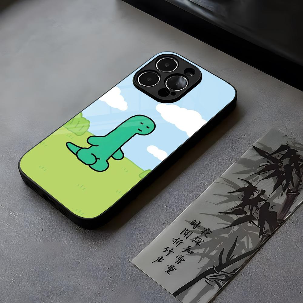 Чехол на телефон Динозавр J-Joguman S-Studio Милый Закаленное Стекло Для IPhone 17 13 14 16 12 15 11 Pro Max Plus Mini X XR SE2020 Coque