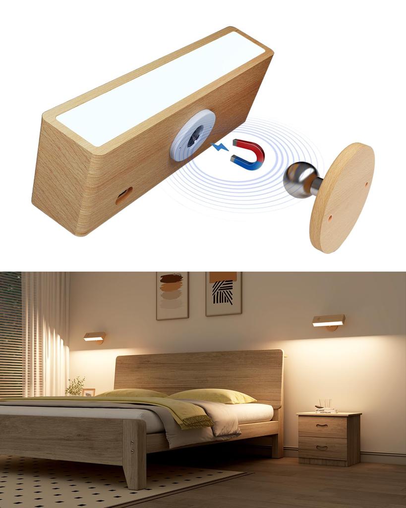 DetarZin LED Bracket Light, Indirect Lighting, No Spotlight Installation Required, LED Wall Light, Bedside Lamp, Cordless Reading Light, Stepless