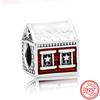 925 Silver Heart Christmas Hat Socks House Tree Apple Ice Crystal Snow Winter Beads Fit Original  Charms Bracelet Jewelry