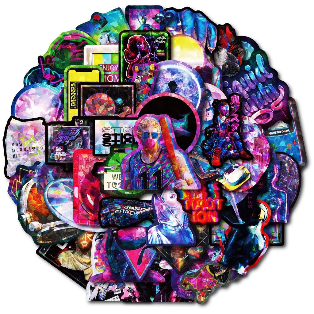 Крутые наклейки 50 шт. Наклейки Набор наклеек для скейтборда Неоновые наклейки для взрослых Наклейки для подростков Элегантные наклейки Наклейки Vaporwave Водонепроницаемые наклейки
