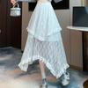 Elegant Lace Cake Skirt With High Waist And Ruffle Hem For Womens Spring Fashion