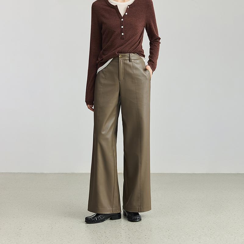 LILY retro handsome straight leg pants wide leg pants