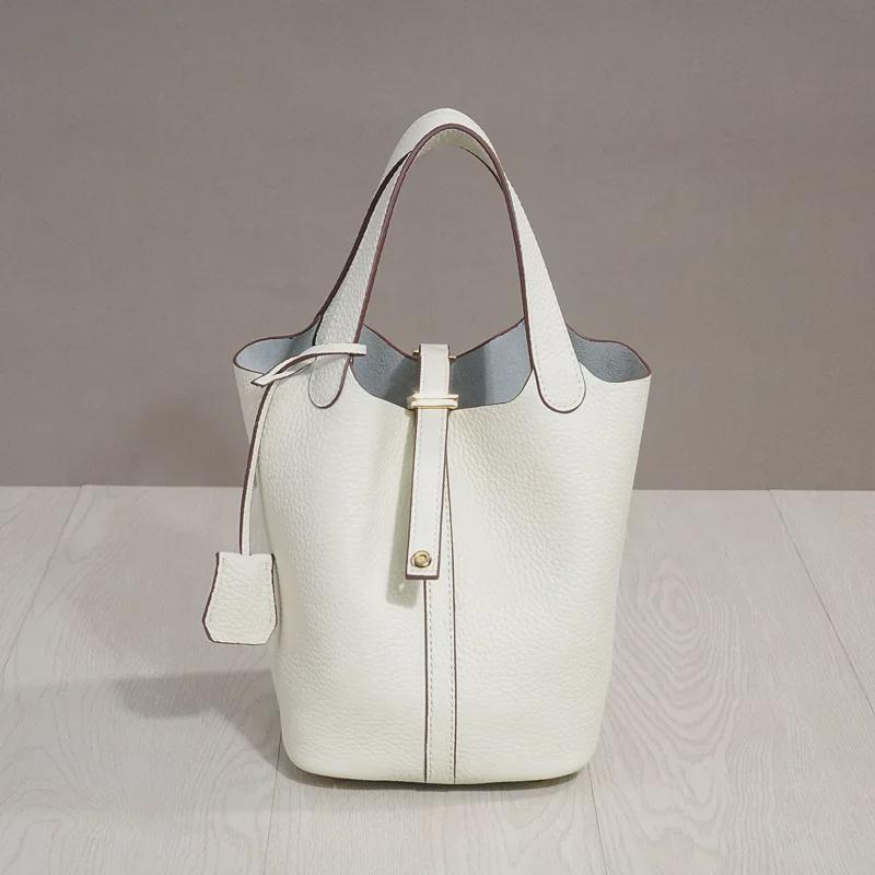 2025 Модная сумка-ведро из коровьей кожи для ланча и пикника