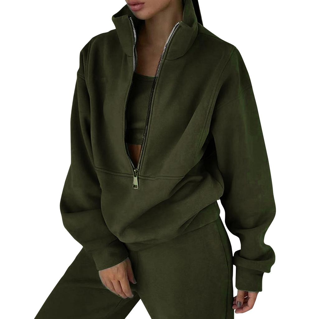 Женский комплект из 2 предметов, спортивный костюм, большой свитшот на молнии с длинными рукавами и брюки-карандаш, комплект спортивных штанов с широкими штанинами, спортивный костюм