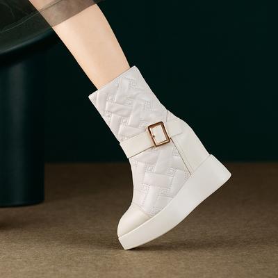 12СМ ультра-высокий каблук, внутренняя высота, увеличивающая рост, и тонкие модные ботинки, осень и зима, новые британские остроносые ботинки на толстой подошве с ремешком и пряжкой, ботинки Мартин женские