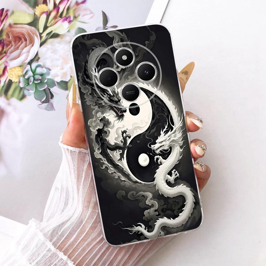 Чехол для телефона Xiaomi Redmi 14C PocoC75 Прозрачный Роскошный с цветами Мягкий Силикон ТПУ Для Redmi14C 14 C Poco C 75 Задняя крышка