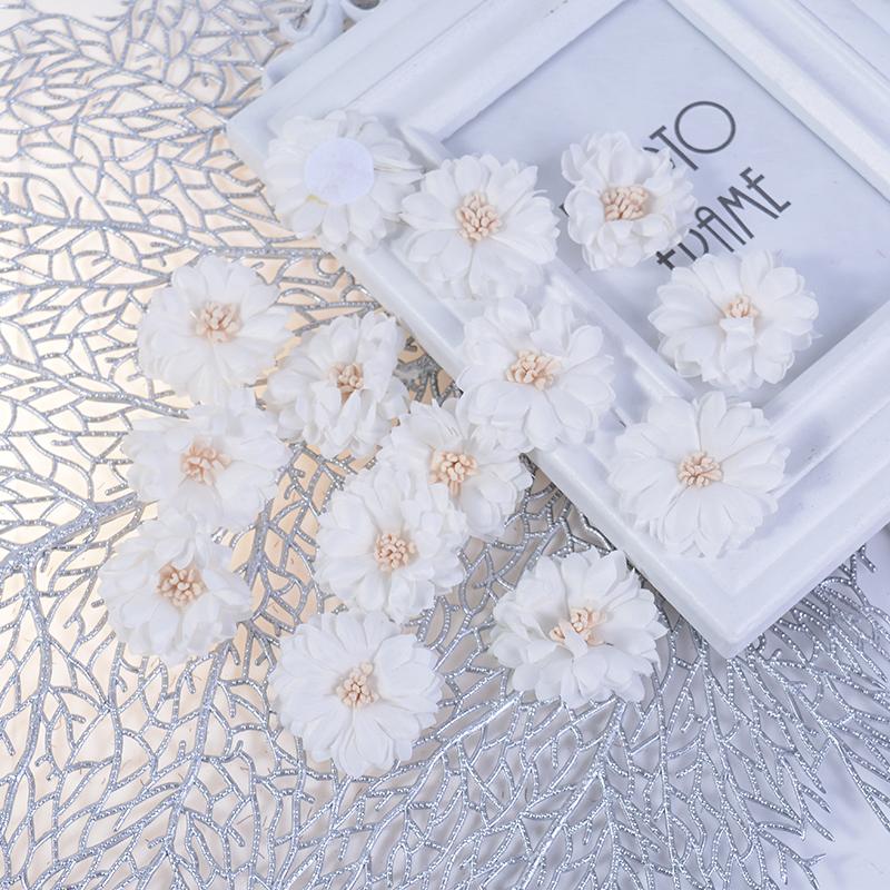 10PcsChrysanthemum Artificial Flowers Head Silk 4cm Fabric Flower For Wedding Decoration DIY Brooches Handmade Craft Accessories