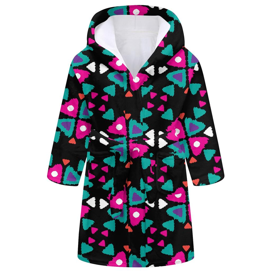 Children's Long Bathrobe Printed Flannel Pajamas