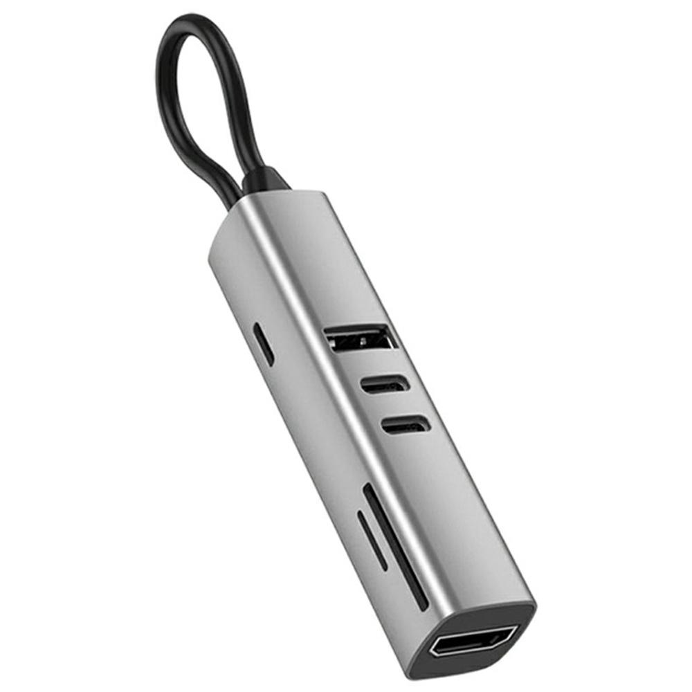 TYS-7HD-2C 100W 4K Type-C to HDTV 7-in-1 Hub Adapter with 2 USB-C/USB 3.0/PD 100W/SD/TF Card Reader for Windows/MacOS/Linux/Android