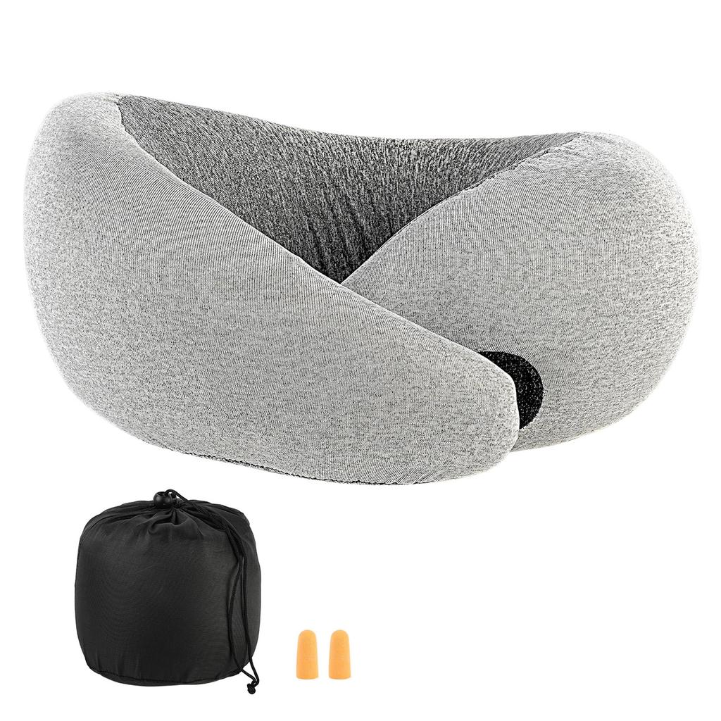 WOVTE Neck Washable Air Neck Memory Comfortable Portable Straight Neck Convenient Travel Item for Business Shinkansen and Airplanes Pillow, U-Shaped,