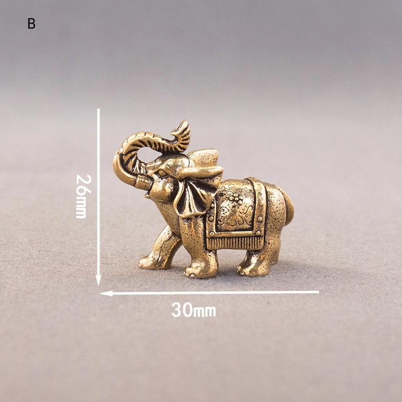 1Pcs Copper Lucky Elephant Small Ornaments Brass Blessing Elephant Miniature Figurine Antique Bronze Animal Statue