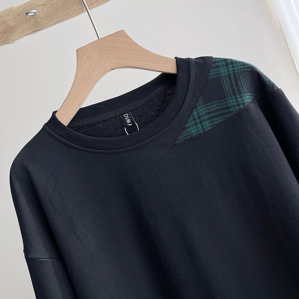Dimanaf Новинка 2022 года, женские толстовки больших размеров, осенние женские лоскутные пуловеры зеленого и черного цвета в клетку с круглым вырезом, хлопковые свободные корейские топы