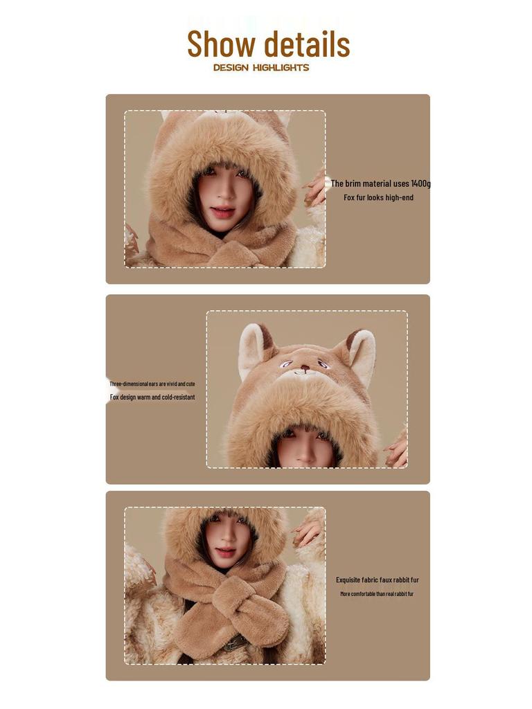 Zootopia Nick Fox Windproof Snood: Winter Cartoon Warm Hat & Ear Muffs Combo