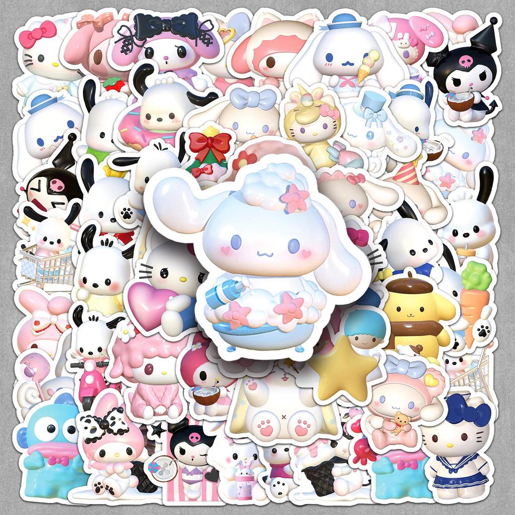 50 Листов 3D Наклеек Sanrio Коллекция - Японские/Корейские Аниме Товары для Ведения Дневника и Канцелярских Принадлежностей