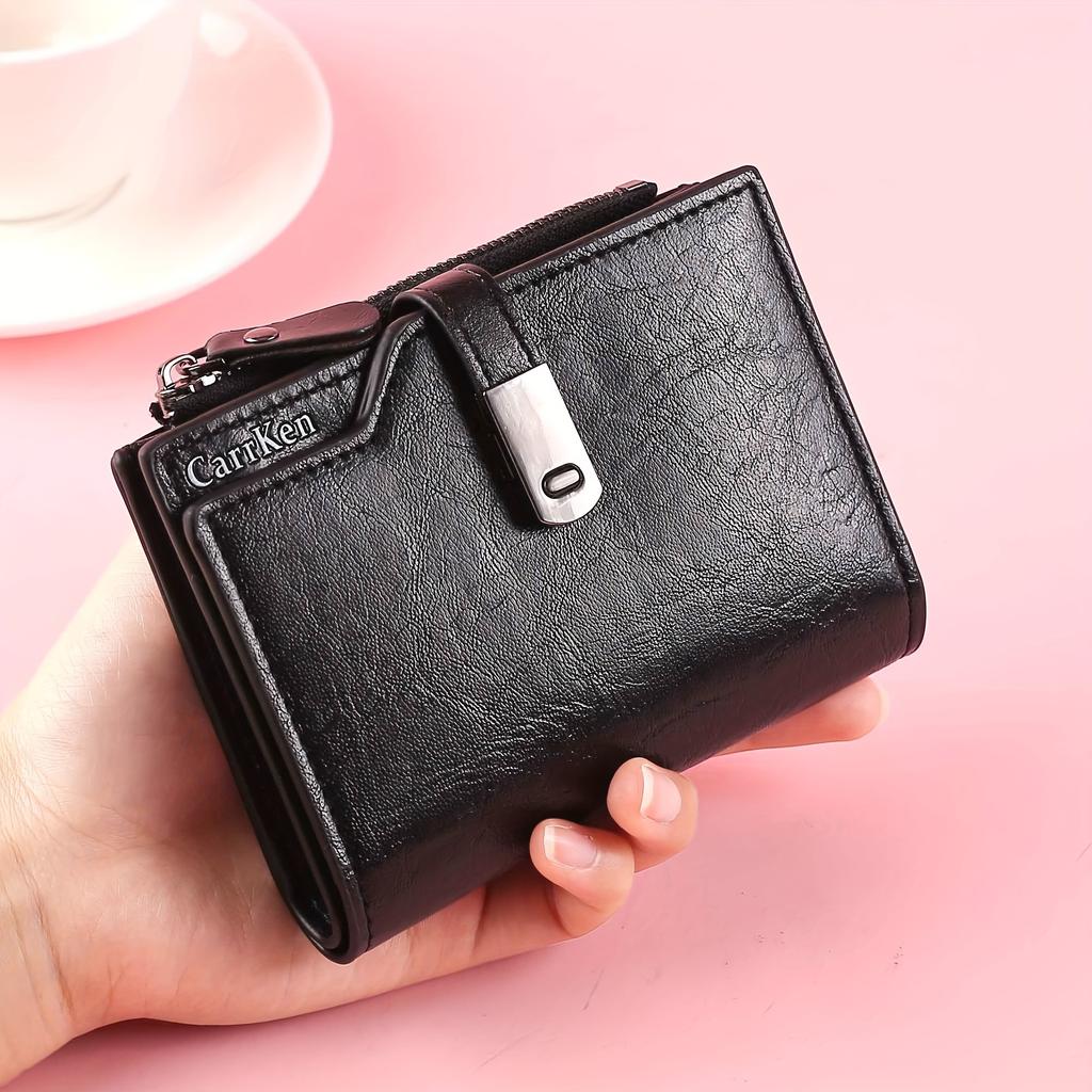 Мини-кошелек, многофункциональный держатель для карточек, сумка для документов с зажимом для денег, тройная сумка для карт, модный универсальный кошелек для монет на молнии