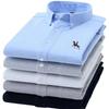 S~6XL Хлопковая рубашка Оксфорд для мужчин, с длинным рукавом, в клетку, в полоску, повседневные рубашки, мужская, с карманом, обычного кроя, на пуговицах, рабочая рубашка для мужчин