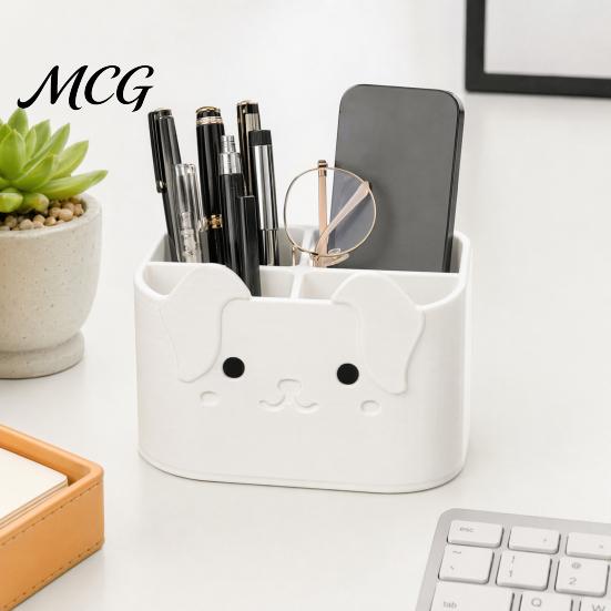 Desktop Storage Caddy 3D Printed Remote Control Holder, Animal Design Box Rabbit Organizer for Desk, 4-Compartments TV
