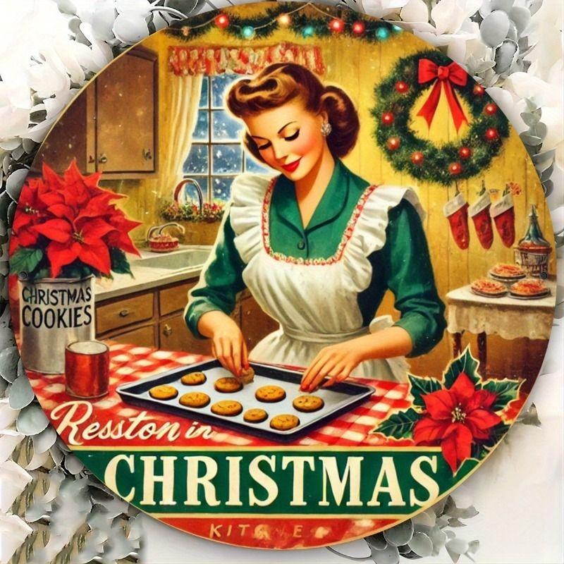 Witch Broom Halloween Sign, Round Aluminum Wall Plaque 20x20cm