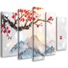 Five Piece Picture Canvas Print Japan Cherry Blossom Mountains