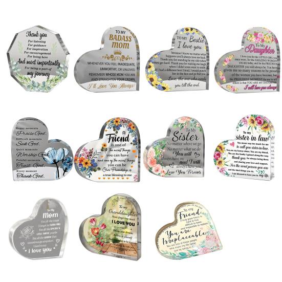 Clear Acrylic Heart Ornament Heart Shaped Acrylic Block Freestanding Transparent Desktop Heart