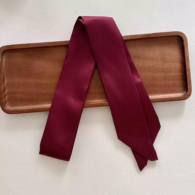 Women Long Narrow Scarf 190x4.5cm Polka Dot Satin Ribbon Headband Choker Multi Functional Accessory for Bags