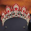 Royal Queen Red Green Crown Big Diadem Bride Tiara Crowns for Women Bridal Wedding Party Crown Hair Dress Jewelry Accessori