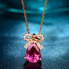 BELLA BOX New Sweet Fashion Bow  Rose Red Color Pendant Clavicle Chain For Women Charm Wedding Engagement Fine Jewelry